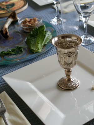 Passover seder table