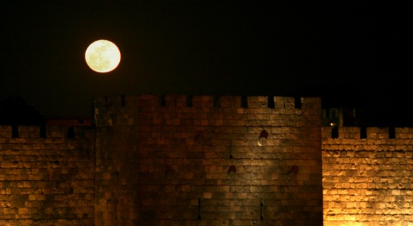 Full moon over Old City Jerusalem
